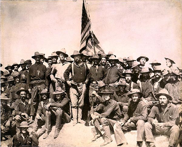 Theodore Roosevelt with his rough riders in San Juan